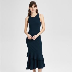 Theory Nilimary knit ruffle dress in navy Sz S